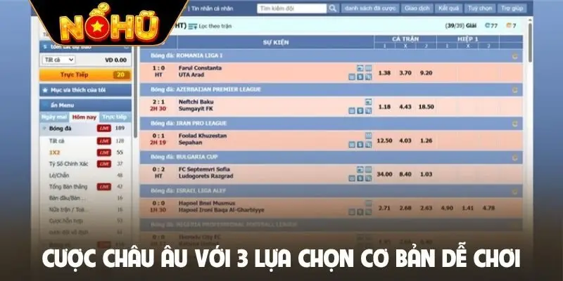 Cược châu Âu với 3 lựa chọn cơ bản dễ chơi