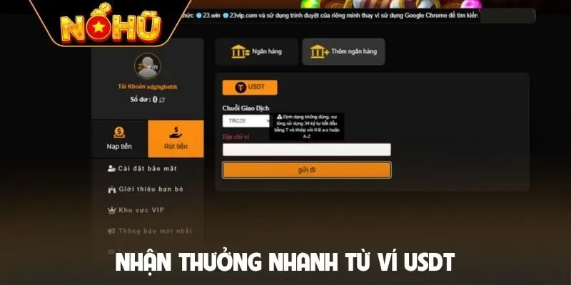 Nhận thưởng nhanh từ ví USDT
